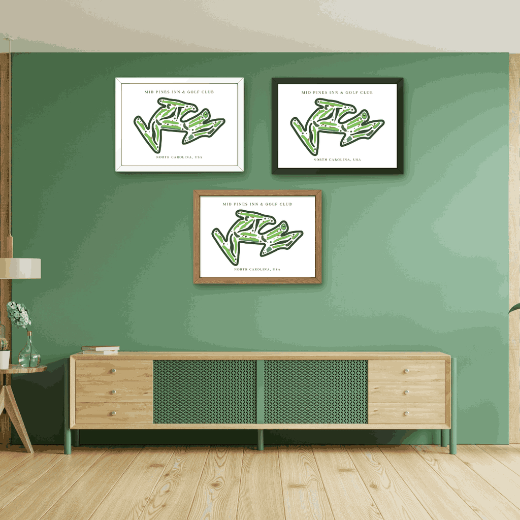 Mid Pines Inn Golf Club Course Print, North Carolina, Golf Map Artworks
