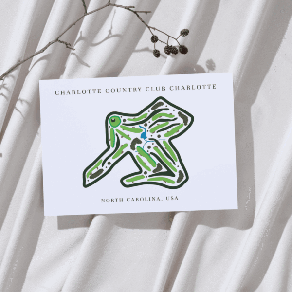 Charlotte Country Club Golf Course Print, North Carolina, Golf Map artworks