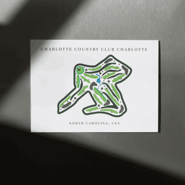 Charlotte Country Club Golf Course Print, North Carolina, Charlotte Country Club Golf Course Print, North Carolina, Golf Map artworksGolf Map artworks