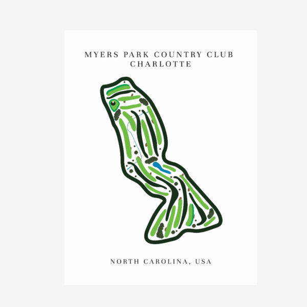 Myers Park Country Club Golf Course Prints, North Carolina, Golf Map Artwork