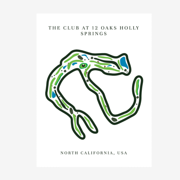 The Club at 12 Oaks Golf Course Prints, North Carolina, Golf Map Artwork