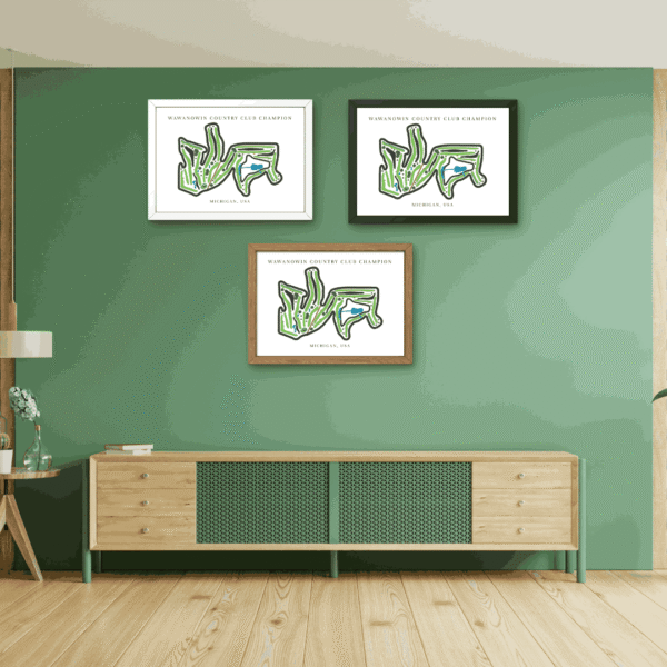 Wawanowin Country Club Golf Course Prints, Michigan, Golf Map Artwork
