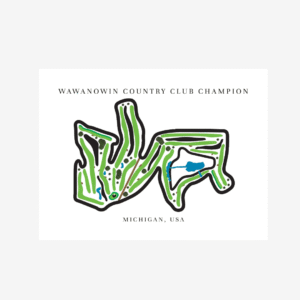 Wawanowin Country Club Golf Course Prints, Michigan, Golf Map Artwork