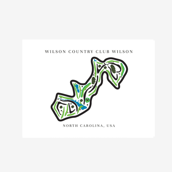 Wilson Country Club Golf Course Prints, North Carolina, Golf Map Artwork