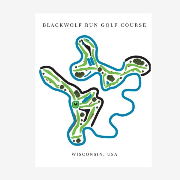 Blackwolf Run Golf Course Prints, Wisconsin, Golf Map Artwork