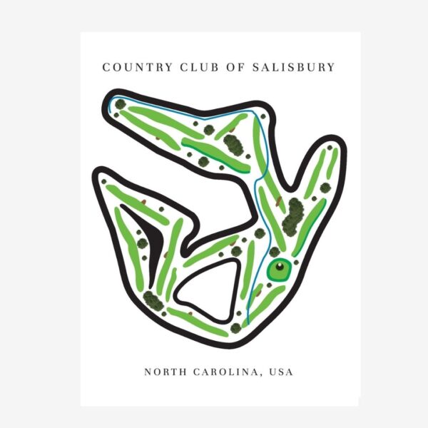 Country Club of Salisbury Golf Course Prints, North Carolina, Golf Map Artwork