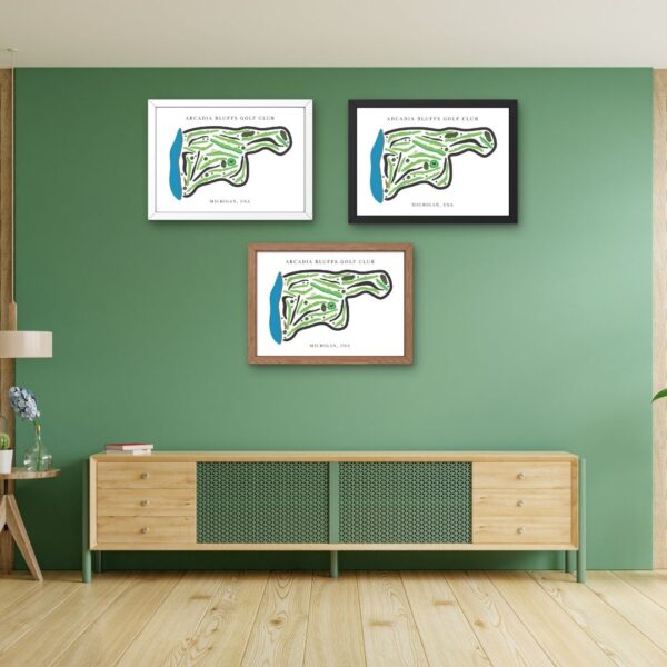 Arcadia Bluffs Golf Club Golf Course Prints, Michigan, Golf Map Artwork