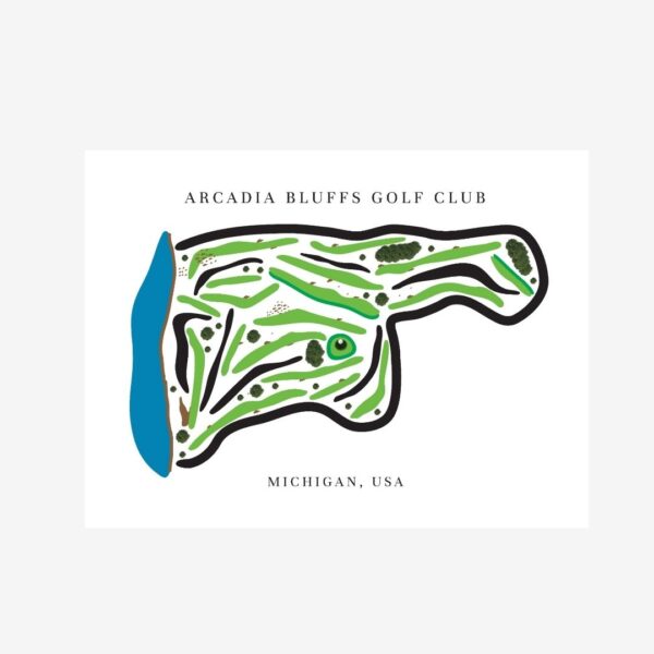 Arcadia Bluffs Golf Club Golf Course Prints, Michigan, Golf Map Artwork