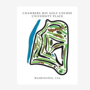 Chambers Bay Golf Course Prints, Washington, Golf Map Artwork