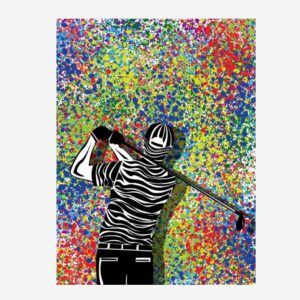 Modern Golf Swing Art Print – Abstract Color Splash Wall Frame for Golf Lovers