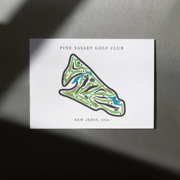 Pine Valley Golf Club Golf Course Prints, New Jersey, Golf Map Artwork
