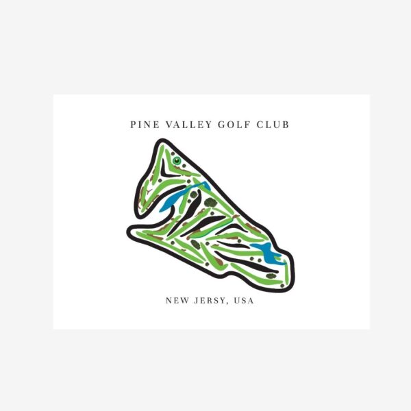 Pine Valley Golf Club Golf Course Prints, New Jersey, Golf Map Artwork