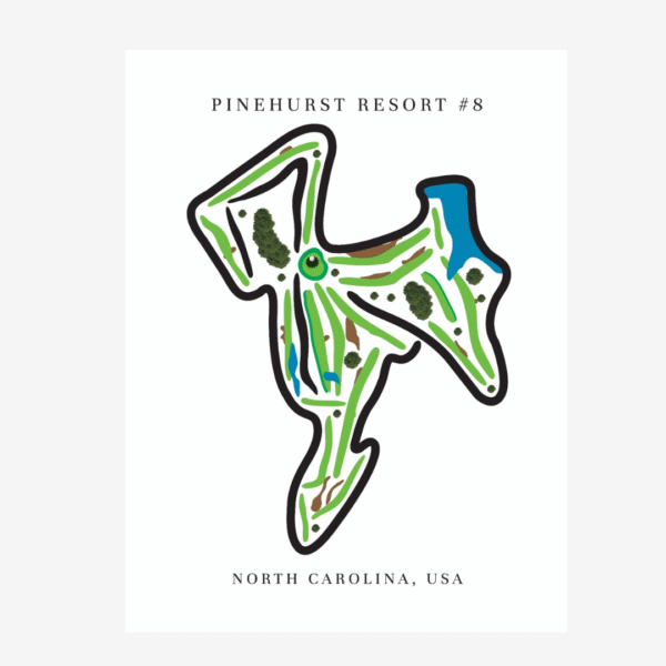Pinehurst Resort #8 Golf Course Prints, North Carolina, Golf Map Artwork