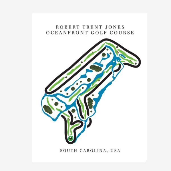 Robert Trent Jones Oceanfront Golf Course Prints, South Carolina, Golf Map Artwork