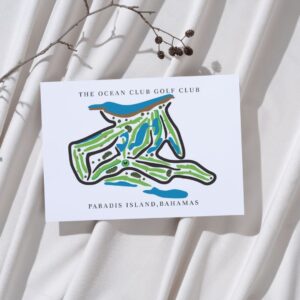 The Ocean Club Golf Club Golf Course Prints, Paradise Island – Bahamas, Golf Map Artwork