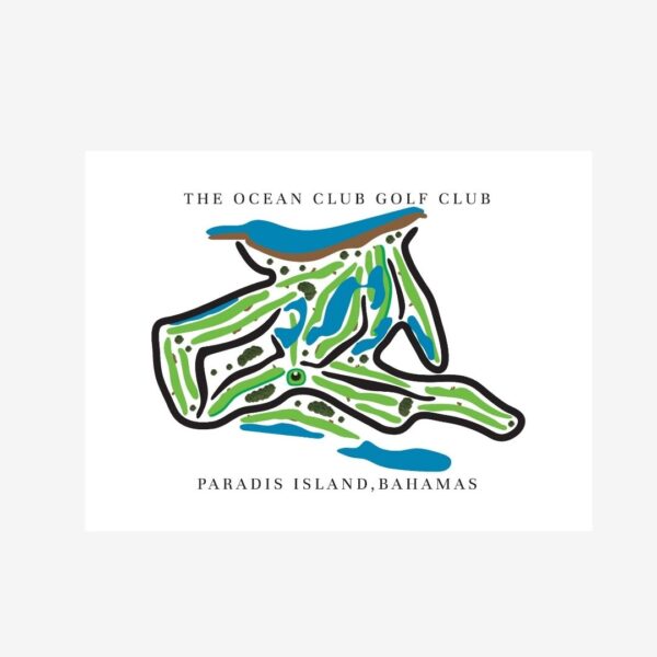 The Ocean Club Golf Club Golf Course Prints, Paradise Island – Bahamas, Golf Map Artwork