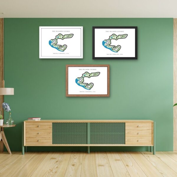 The Walker Course Golf Course Prints, South Carolina, Golf Map Artwork