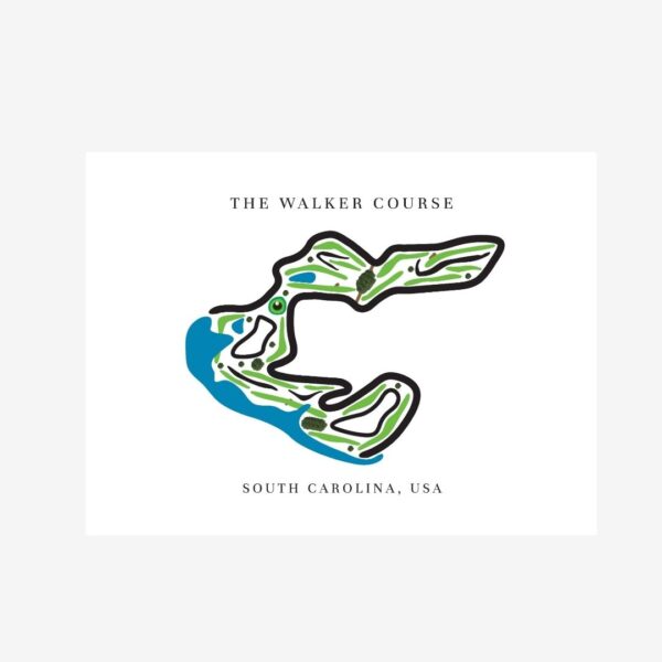 The Walker Course Golf Course Prints, South Carolina, Golf Map Artwork