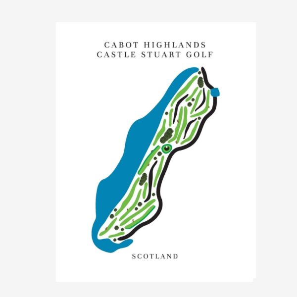 Cabot Highlands Castle Stuart Golf Course Prints, Scotland, Golf Map Artwork