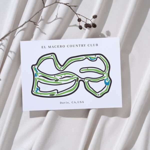 El Macero Country Club Golf Course Prints, California, Golf Map Artwork