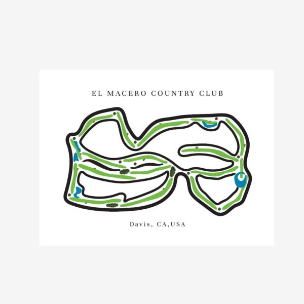 El Macero Country Club Golf Course Prints, California, Golf Map Artwork