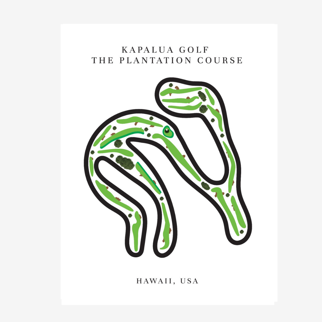 Kapalua Golf The Plantation Course Golf Course Prints, Hawaii, Golf Map Artwork