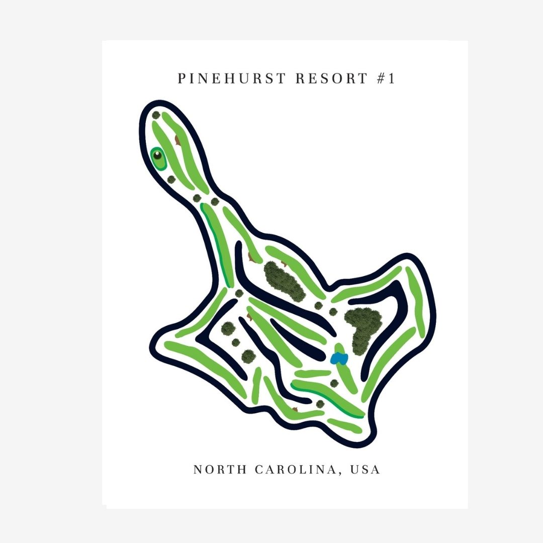 Pinehurst Resort #1 Golf Course Prints, North Carolina, Golf Map Artwork