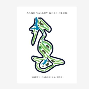 Sage Valley Golf Club Golf Course Prints, South Carolina, Golf Map Artwork