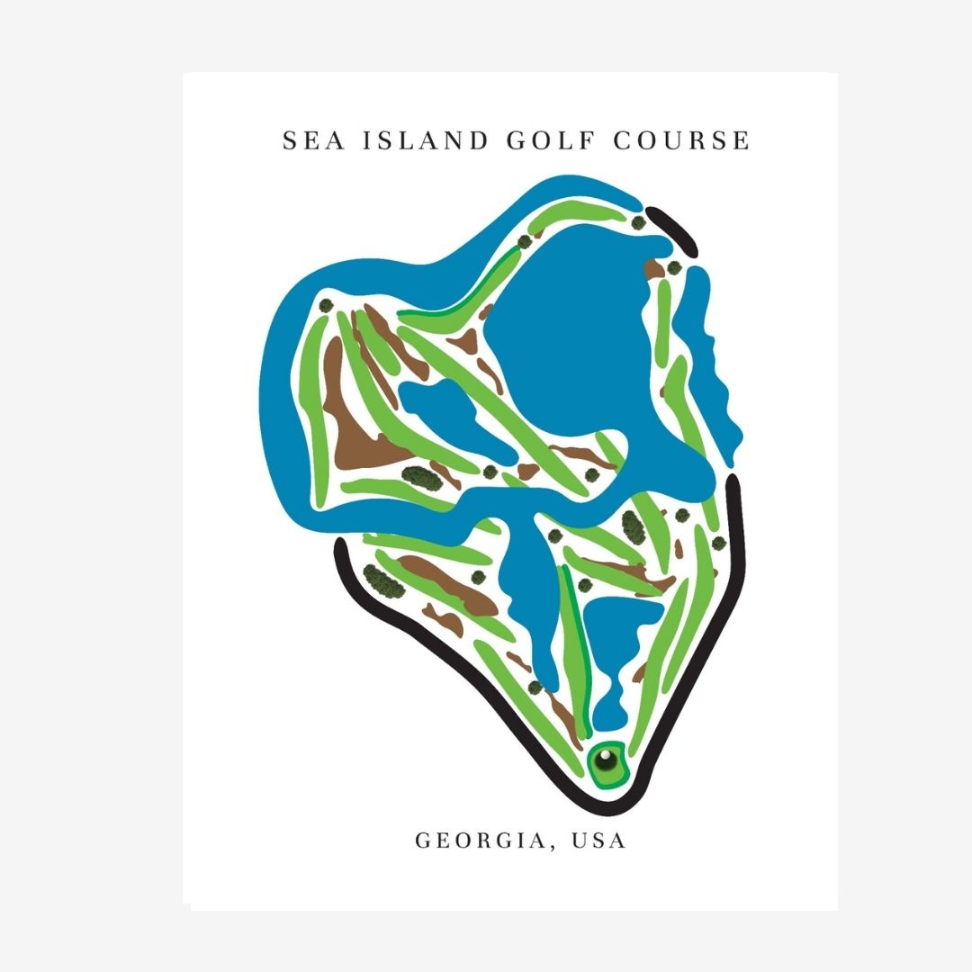 Sea Island Golf Course Prints, Georgia, Golf Map Artwork