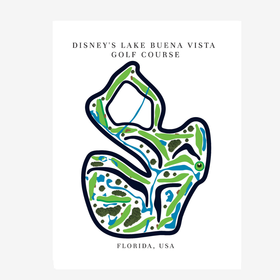 Disney's Lake Buena Vista Golf Course Prints, Florida, Golf Map Artwork