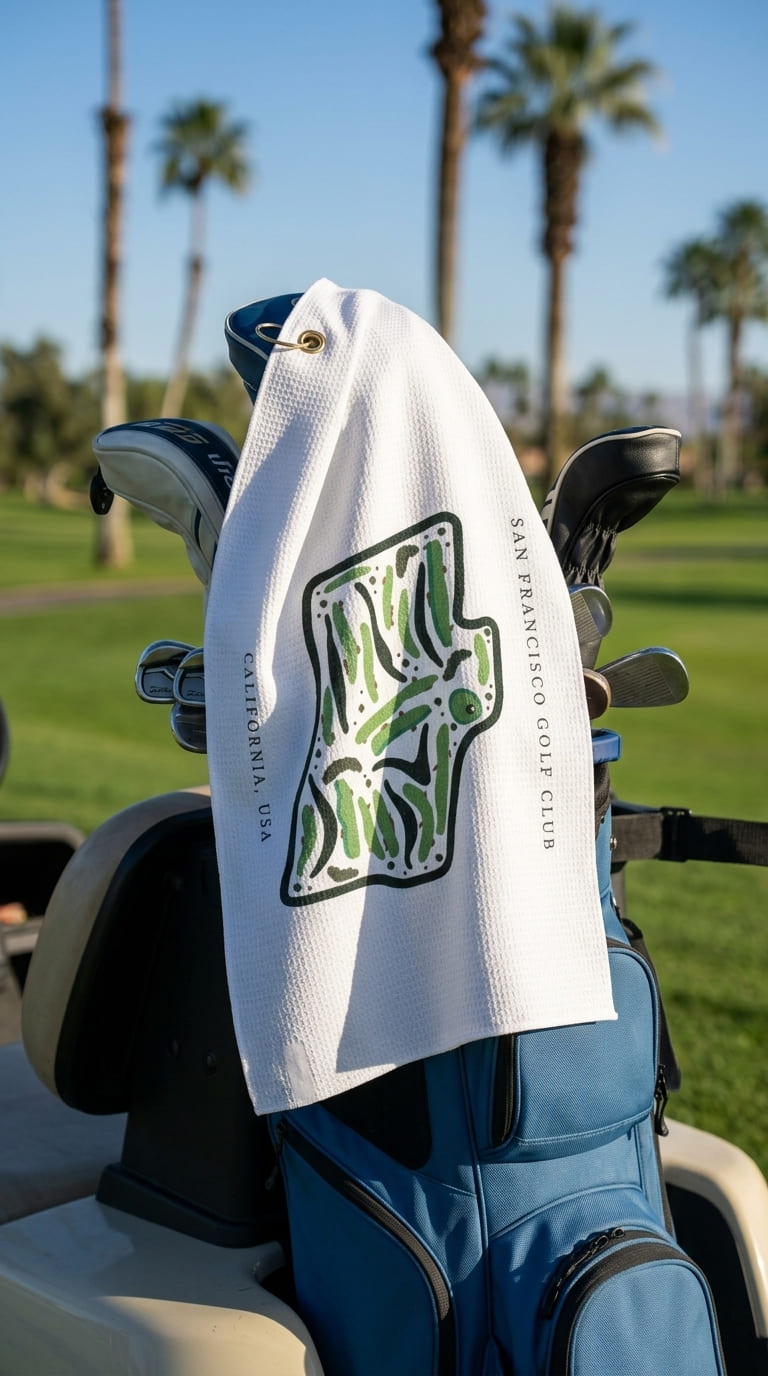 San Francisco Golf Club, Golf Course Print, California | Golf Course Print Towels | Golf Course Microfiber - Image 3