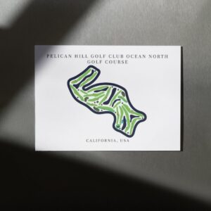 Pelican Hill Golf Club Ocean North Golf Course Prints, California, Golf Map Artwork