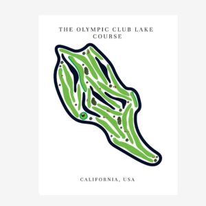 The Olympic Club Lake Course Golf Course Prints, California, Golf Map Artwork
