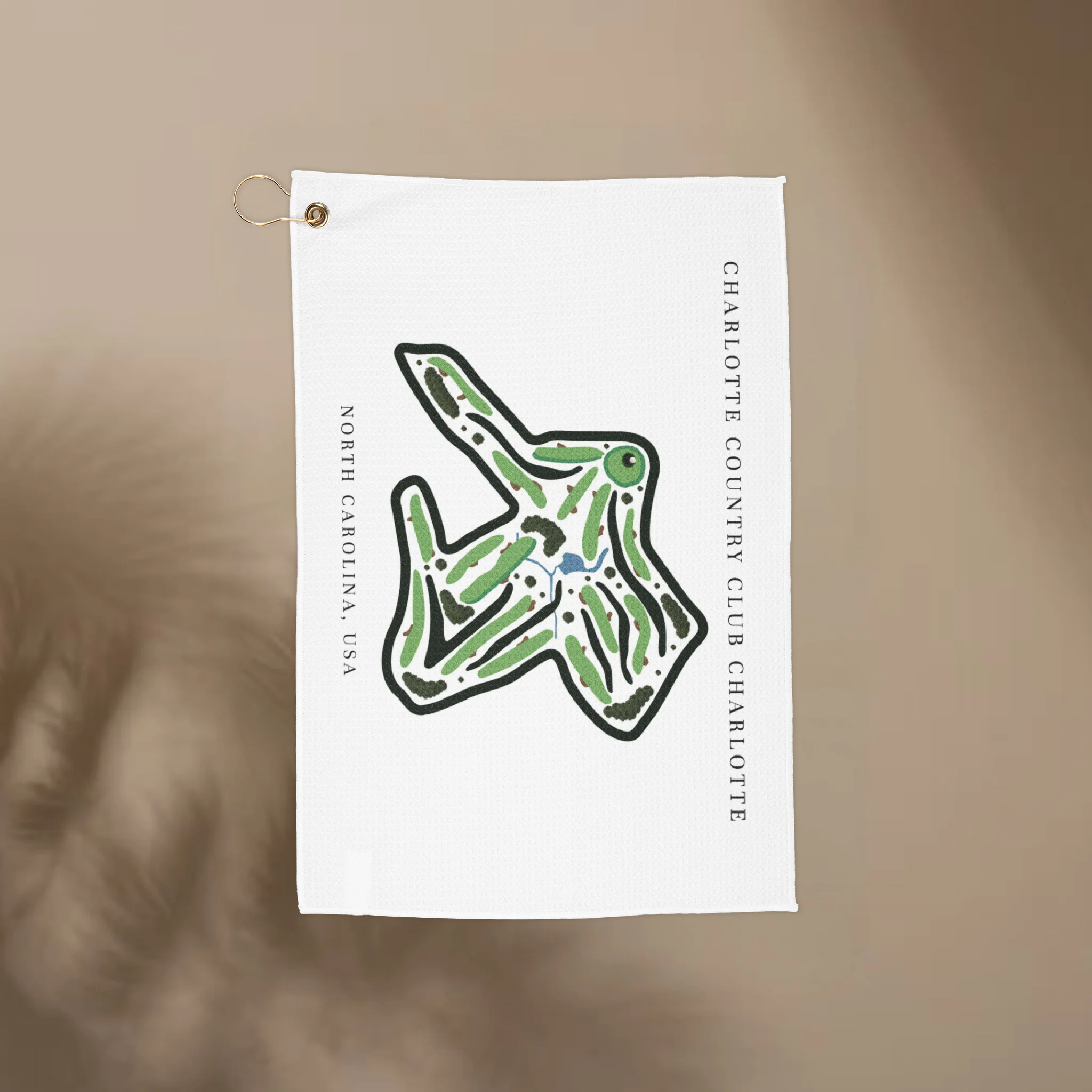 Charlotte Country Club Golf Course Print, North Carolina | Golf Course Print Towels | Golf Course Microfiber