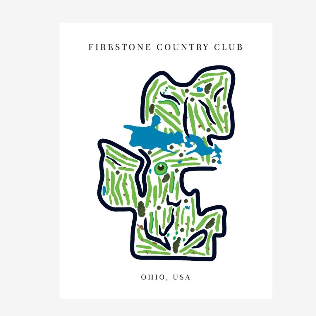 Firestone Country Club Golf Course Prints, Ohio, Golf Map Artwork