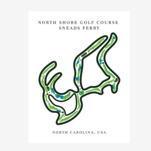 North Shore Golf Course Golf Course Prints, North Carolina, Golf Map Artwork