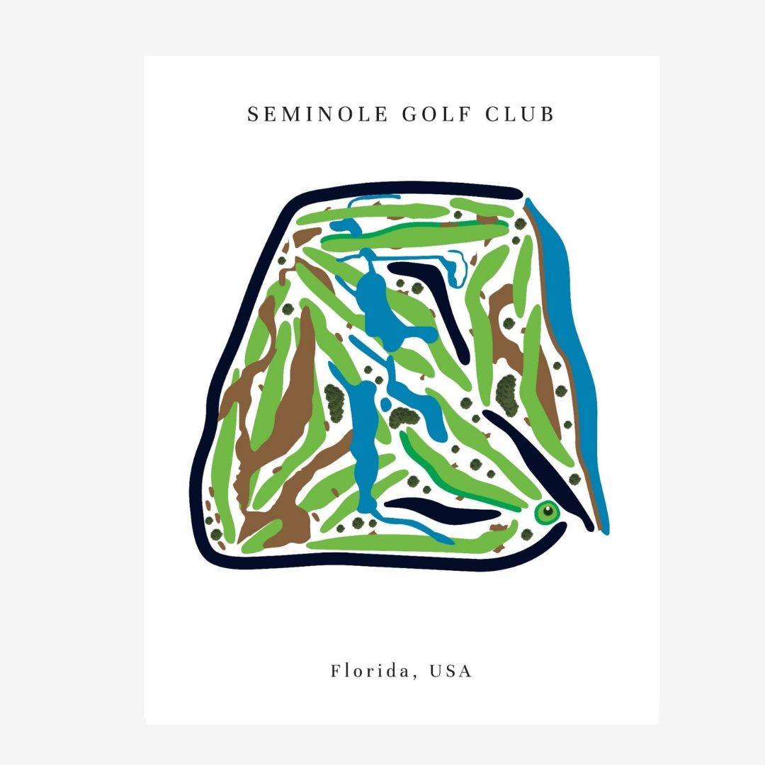 Seminole Golf Club Golf Course Prints, Florida, Golf Map Artwork