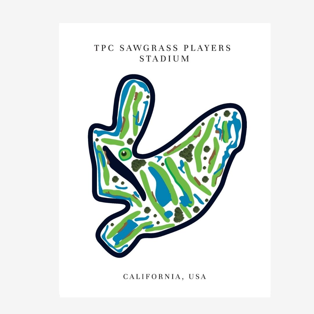 TPC Sawgrass Players Stadium Golf Course Prints, California, Golf Map Artwork