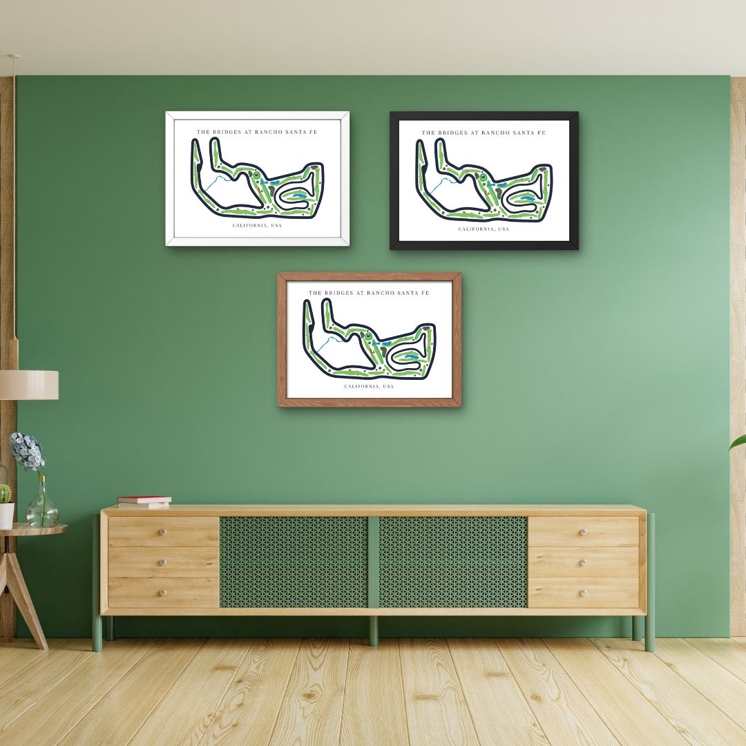 The Bridges at Rancho Santa Fe Golf Course Prints, California, Golf Map Artwork