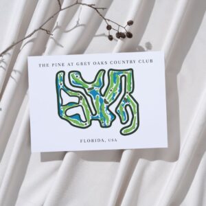 The Pine at Grey Oaks Country Club Golf Course Prints, Florida, Golf Map Artwork