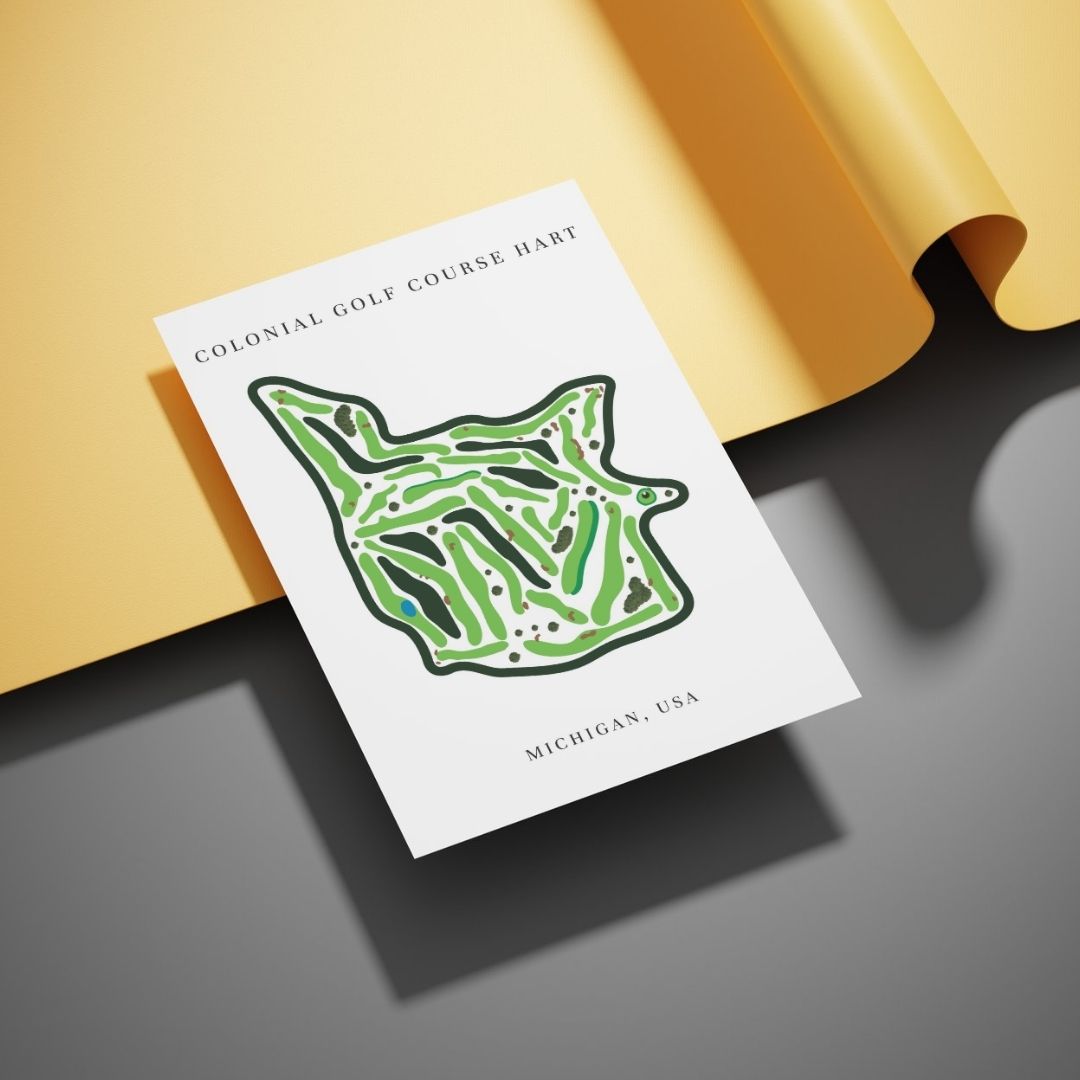 Colonial Golf Course Golf Course Prints, Michigan, Golf Map Artwork