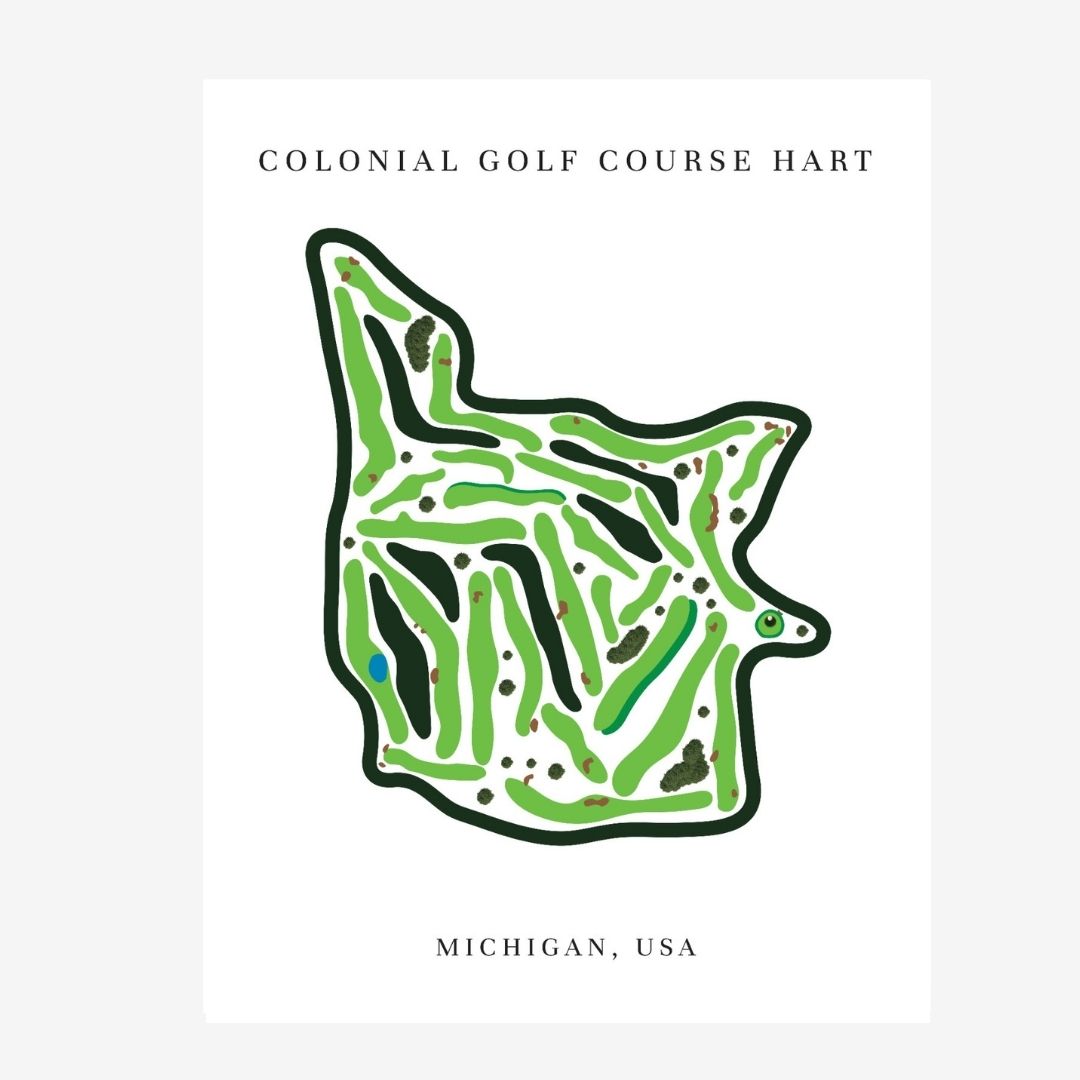 Colonial Golf Course Golf Course Prints, Michigan, Golf Map Artwork