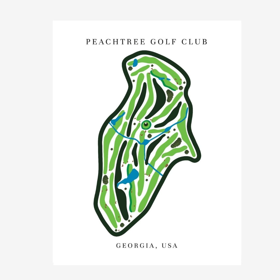 Peachtree Golf Club Golf Course Prints, Georgia, Golf Map Artwork