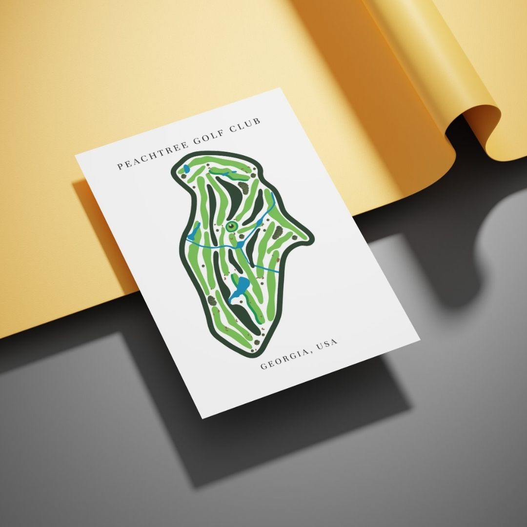 Peachtree Golf Club Golf Course Prints, Georgia, Golf Map Artwork