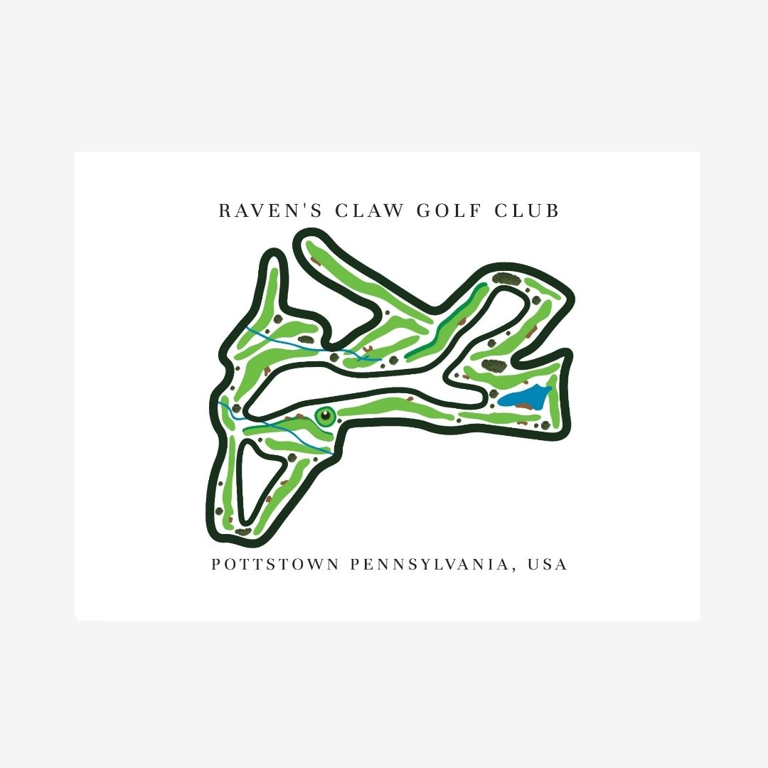 Raven's Claw Golf Club Golf Course Prints, Pennsylvania, Golf Map Artwork