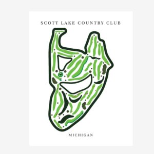 Scott Lake Country Club Golf Course Prints, Michigan, Golf Map Artwork