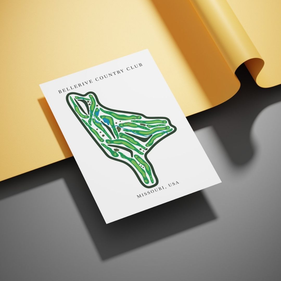 Bellerive Country Club Golf Course Prints, Missouri, Golf Map Artwork