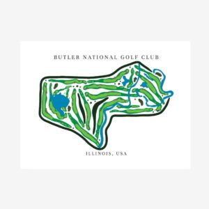 Butler National Golf Club Golf Course Prints, Illinois, Golf Map Artwork