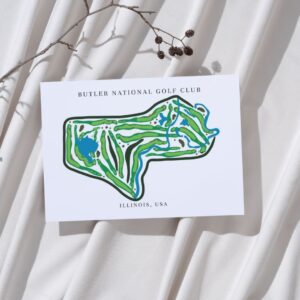 Butler National Golf Club Golf Course Prints, Illinois, Golf Map Artwork