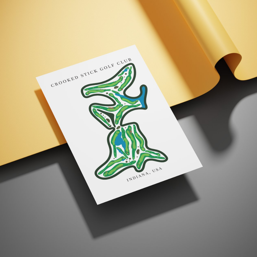 Crooked Stick Golf Club Golf Course Prints, Indiana, Golf Map Artwork